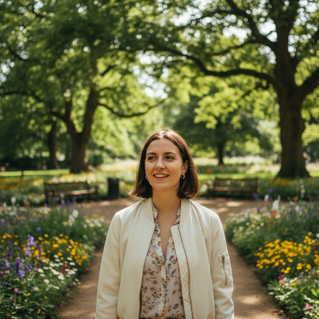 Woman in a natural AI-generated outdoor portrait