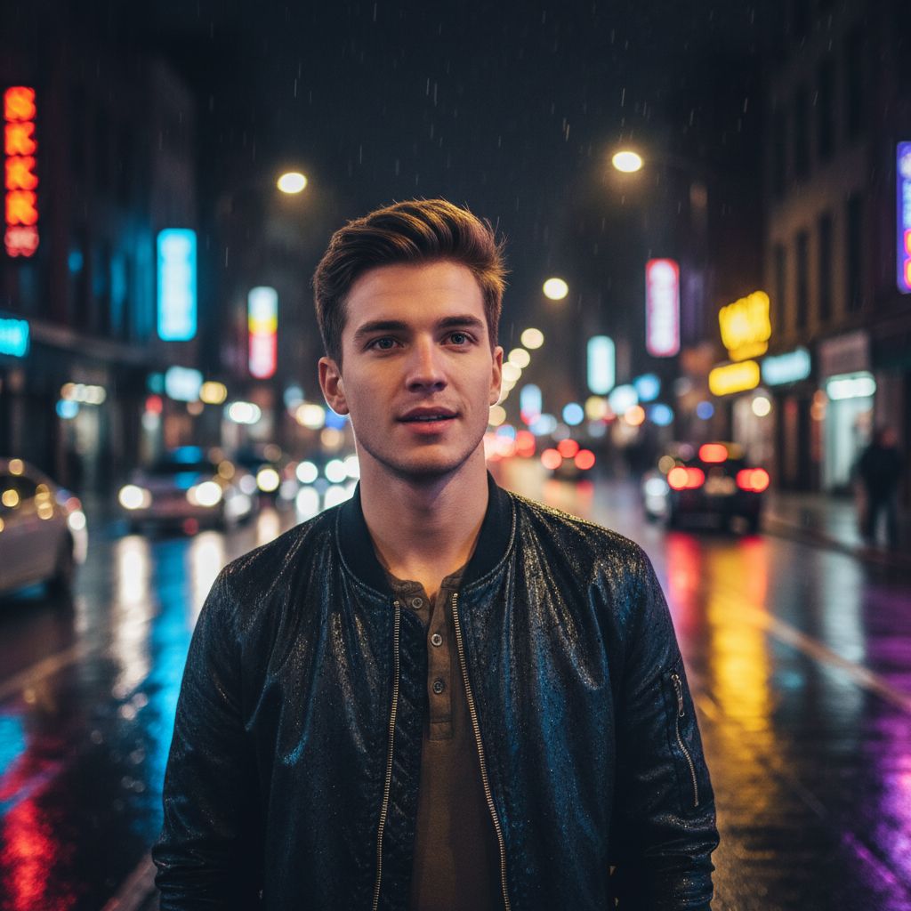 Street Night AI photo style example 6
