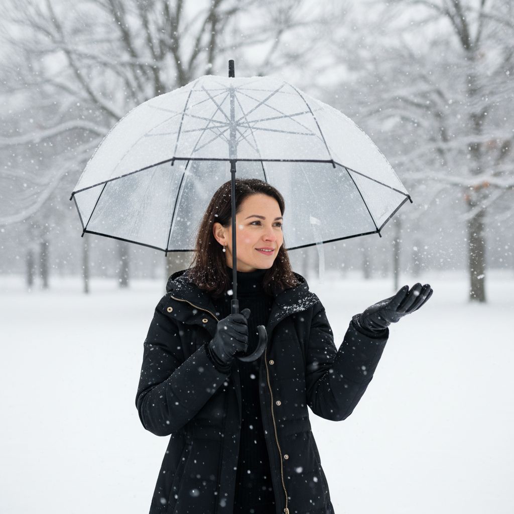 Woman in a snowy AI winter portrait